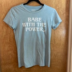 BABE WITH THE POWER from Labyrinth tee in baby blue size XS super soft SO cute